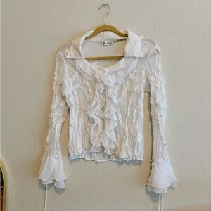 Blanc Nature Sequin Ruffle Blouse